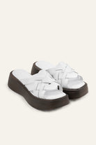 Ischia Genuine Leather Women Platform Slides White - view 2