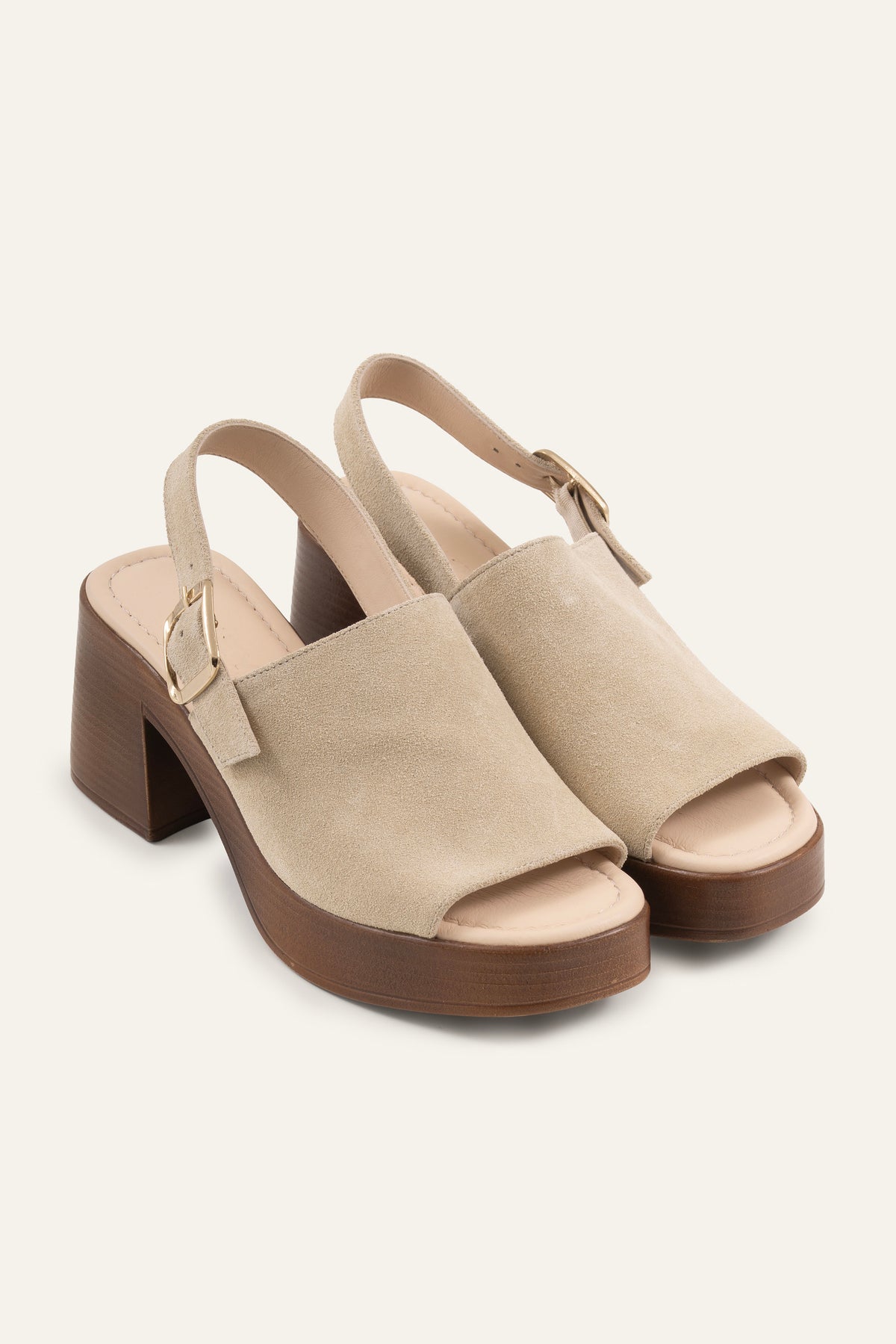 Kalkan Genuine Suede Women Platform Heel Sandals Beige - view 2