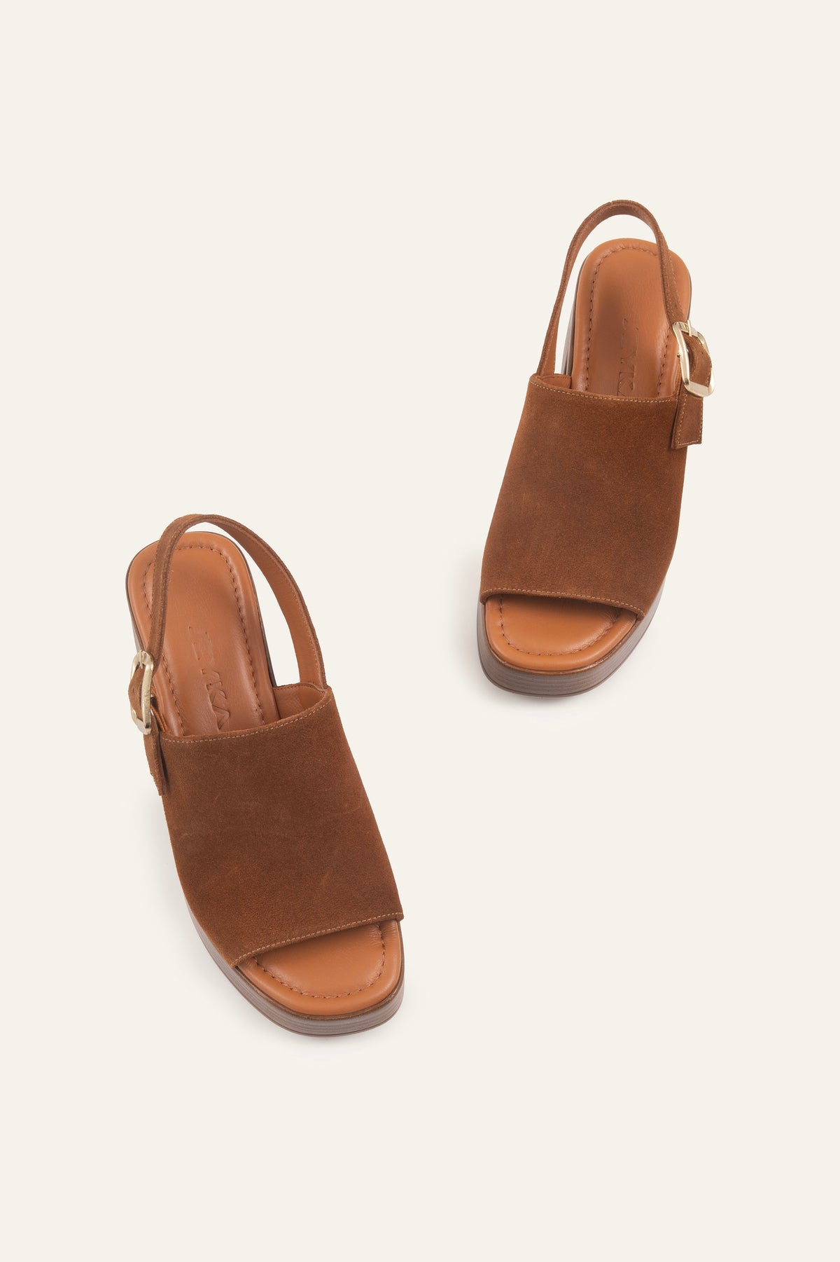 Kalkan Genuine Suede Women Platform Heel Sandals Brown - view 4