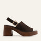 Kalkan Genuine Suede Women Platform Heel Sandals Dark Brown