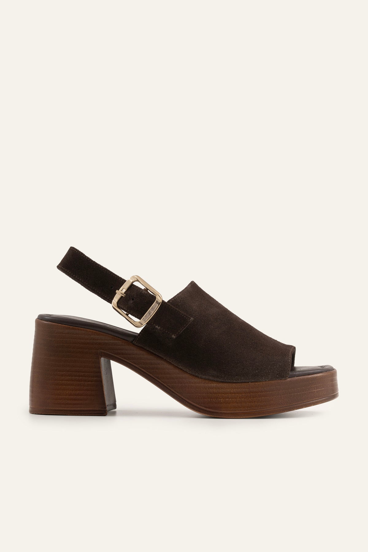 Kalkan Genuine Suede Women Platform Heel Sandals Dark Brown - view 1
