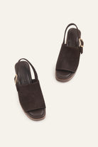Kalkan Genuine Suede Women Platform Heel Sandals Dark Brown - view 4
