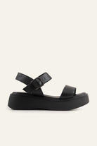 Lecce Genuine Leather Women Platform Sandals Black - view 1