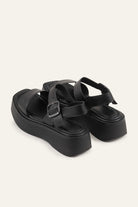 Lecce Genuine Leather Women Platform Sandals Black - view 3