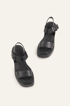 Lecce Genuine Leather Women Platform Sandals Black - view 4
