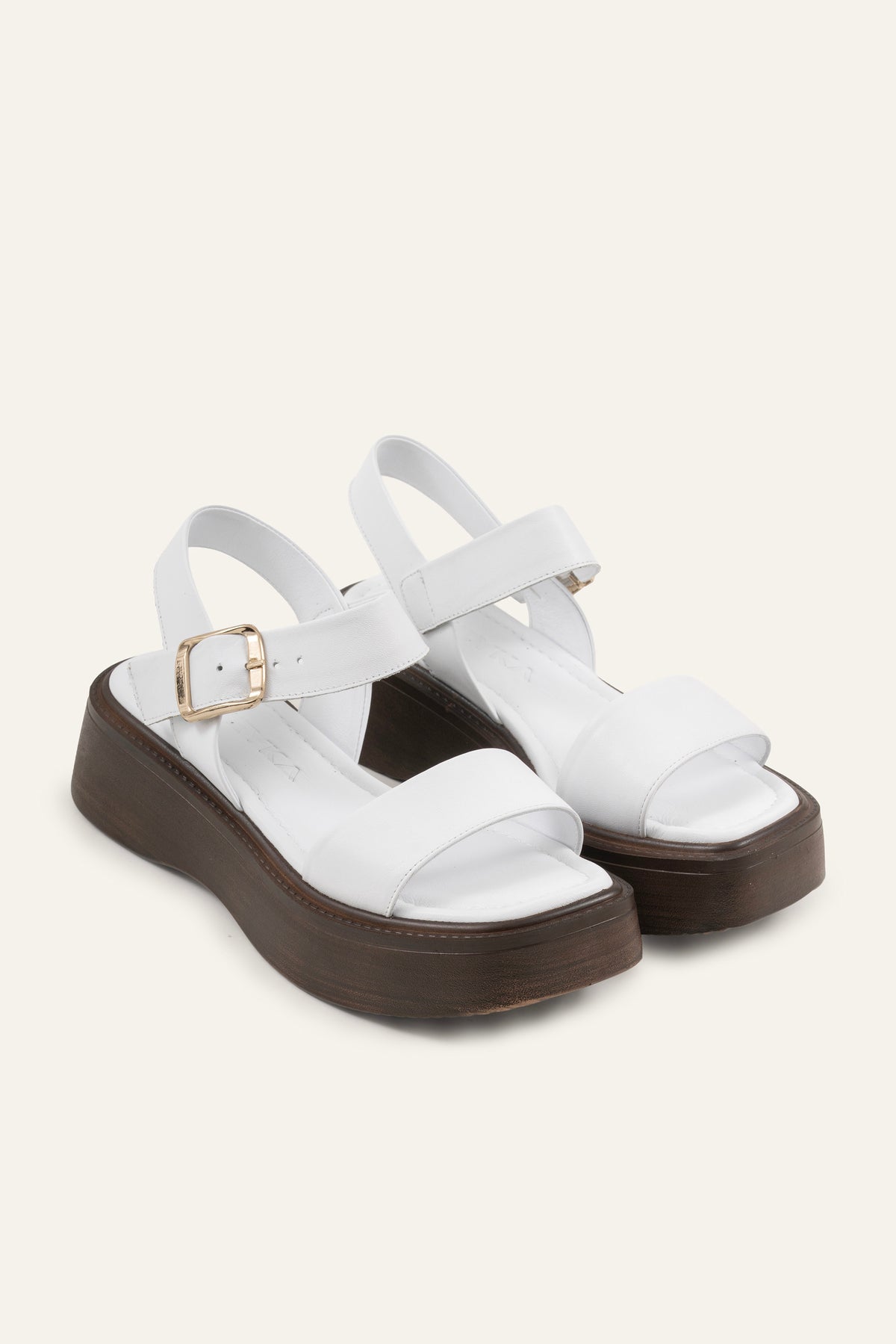 Lecce Genuine Leather Women Platform Sandals White - view 2