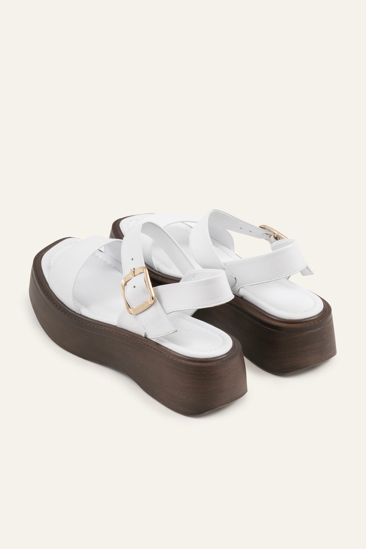 Lecce Genuine Leather Women Platform Sandals White - view 3
