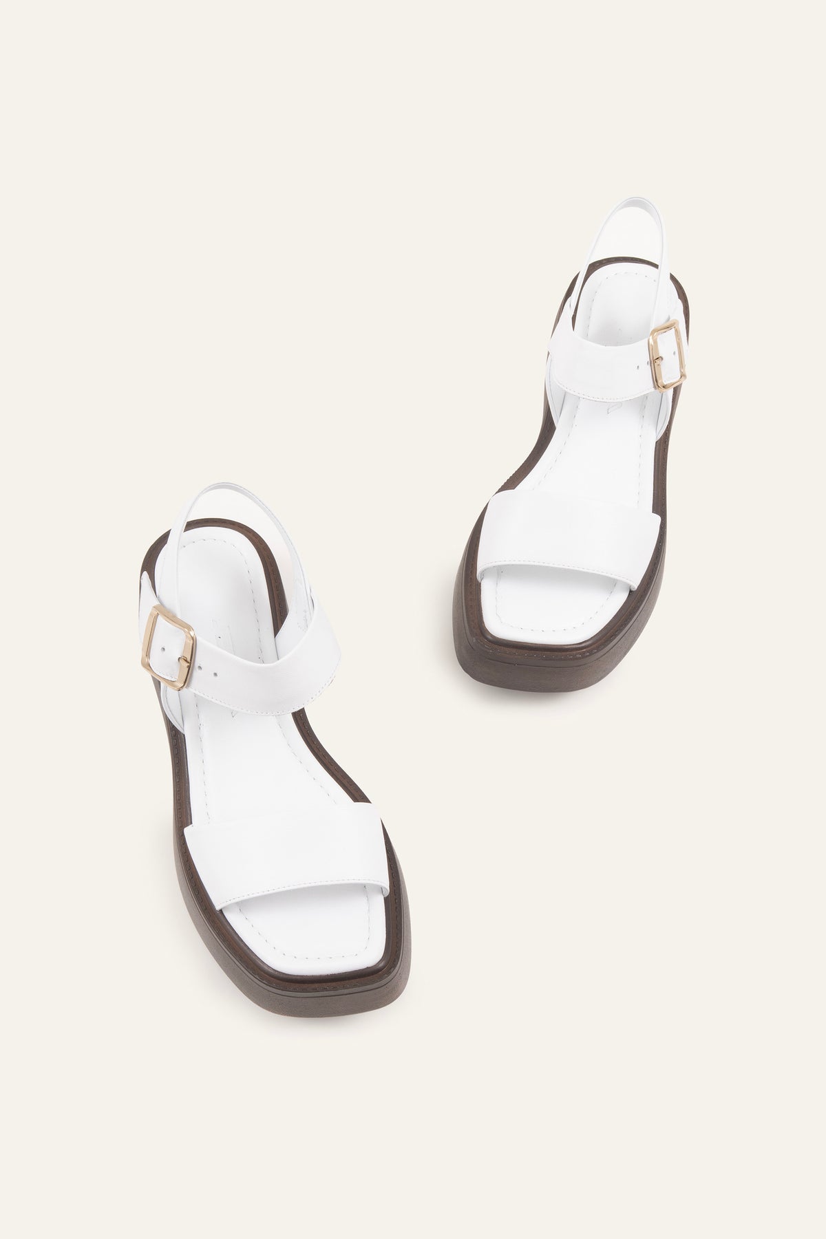 Lecce Genuine Leather Women Platform Sandals White - view 4