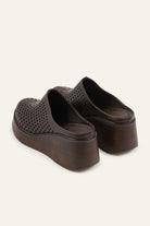Lisbon Genuine Leather Women Wedge Clogs Dark Brown - view 3