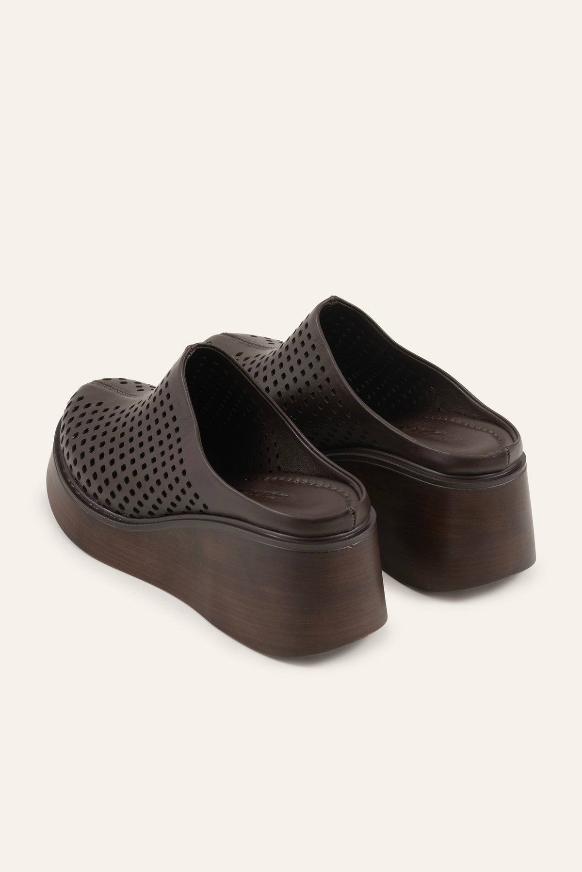 Lisbon Genuine Leather Women Wedge Clogs Dark Brown - view 3