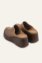 Lisbon Genuine Leather Women Wedge Clogs Taupe - view 3