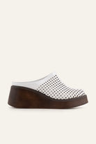 Lisbon Genuine Leather Women Wedge Clogs White - view 1