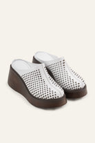 Lisbon Genuine Leather Women Wedge Clogs White - view 2