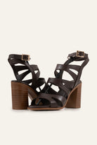 Maiori Genuine Leather Women Heeled Sandals Dark Brown - view 1
