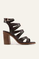 Maiori Genuine Leather Women Heeled Sandals Dark Brown - view 2