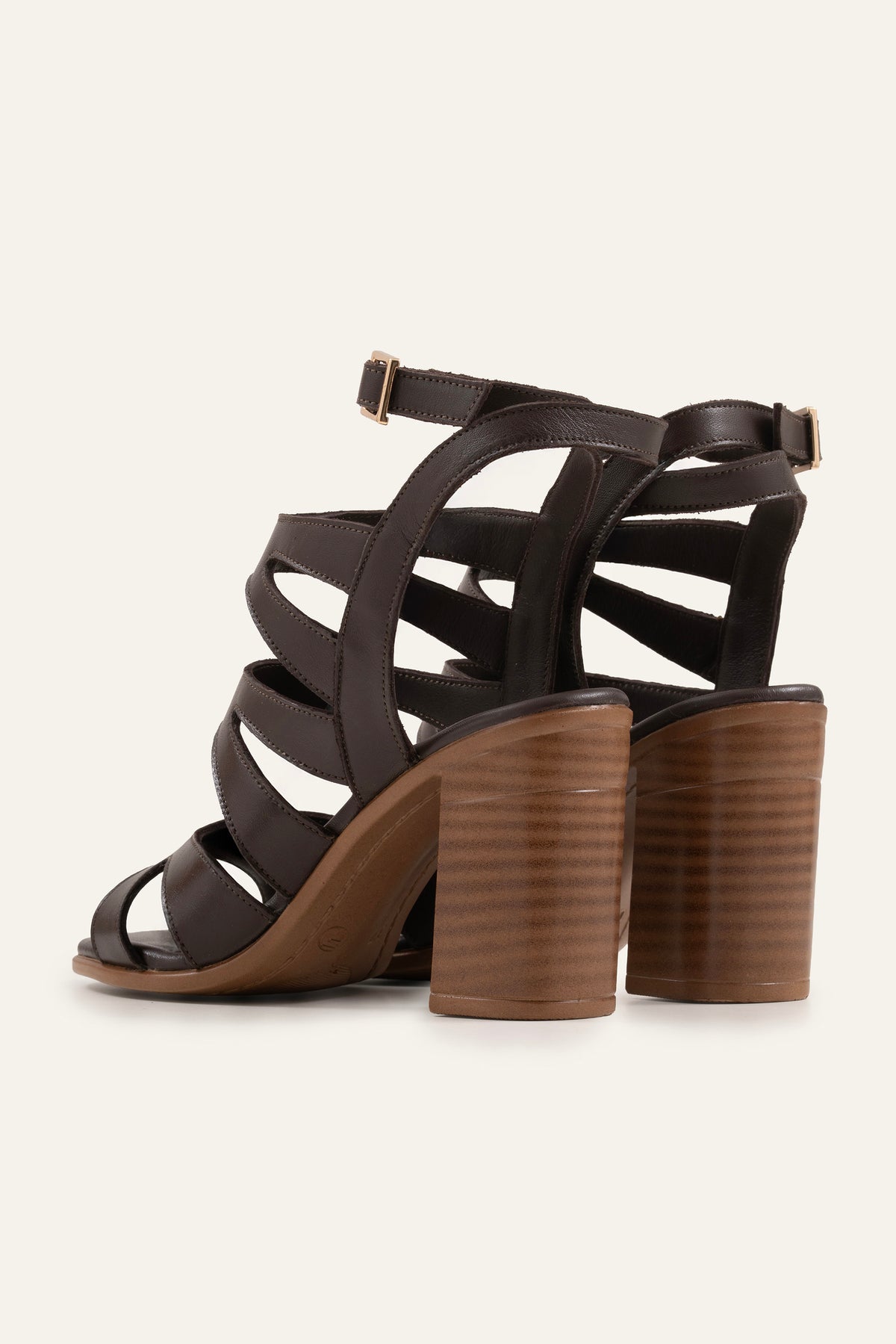 Maiori Genuine Leather Women Heeled Sandals Dark Brown - view 4