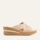 Marbella Genuine Leather Women Wedge Slides Cream
