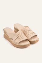 Marbella Genuine Leather Women Wedge Slides Cream - view 2