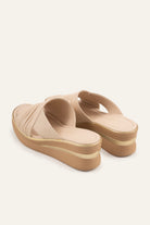 Marbella Genuine Leather Women Wedge Slides Cream - view 3