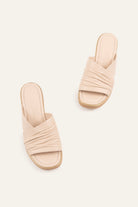 Marbella Genuine Leather Women Wedge Slides Cream - view 4