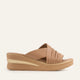 Marbella Genuine Leather Women Wedge Slides Taupe