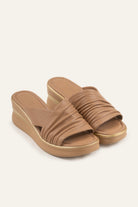 Marbella Genuine Leather Women Wedge Slides Taupe - view 2