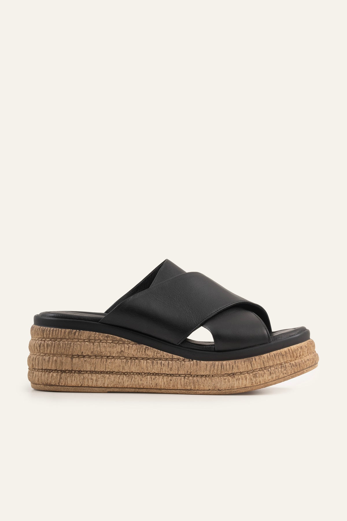 Menorca Genuine Leather Women Espadrille Slides Black - view 1