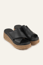 Menorca Genuine Leather Women Espadrille Slides Black - view 2