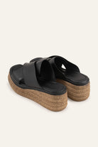 Menorca Genuine Leather Women Espadrille Slides Black - view 3