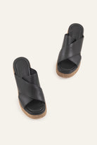 Menorca Genuine Leather Women Espadrille Slides Black - view 4