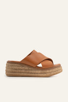 Menorca Genuine Leather Women Espadrille Slides Tan - view 1