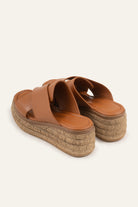 Menorca Genuine Leather Women Espadrille Slides Tan - view 3