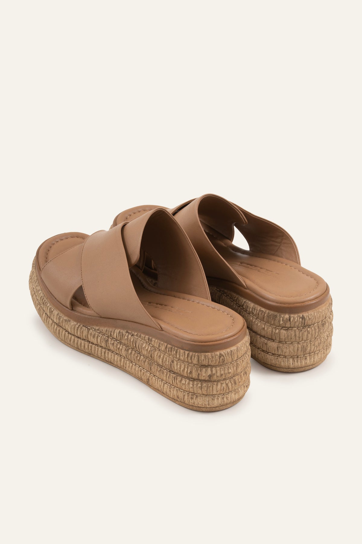 Menorca Genuine Leather Women Espadrille Slides Taupe - view 3