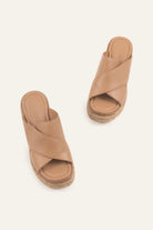 Menorca Genuine Leather Women Espadrille Slides Taupe - view 4