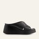 Menton Genuine Leather Women Wedge Slides Black