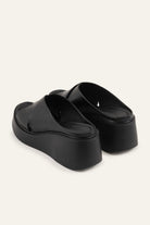 Menton Genuine Leather Women Wedge Slides Black - view 3