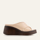 Menton Genuine Leather Women Wedge Slides Cream