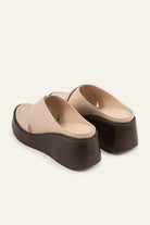 Menton Genuine Leather Women Wedge Slides Cream - view 3