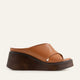Menton Genuine Leather Women Wedge Slides Tan