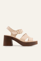 Modena Genuine Leather Women Platform Heel Sandals Cream - view 1