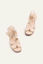 Modena Genuine Leather Women Platform Heel Sandals Cream - view 4