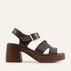 Modena Genuine Leather Women Platform Heel Sandals Dark Brown
