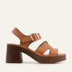Modena Genuine Leather Women Platform Heel Sandals Tan
