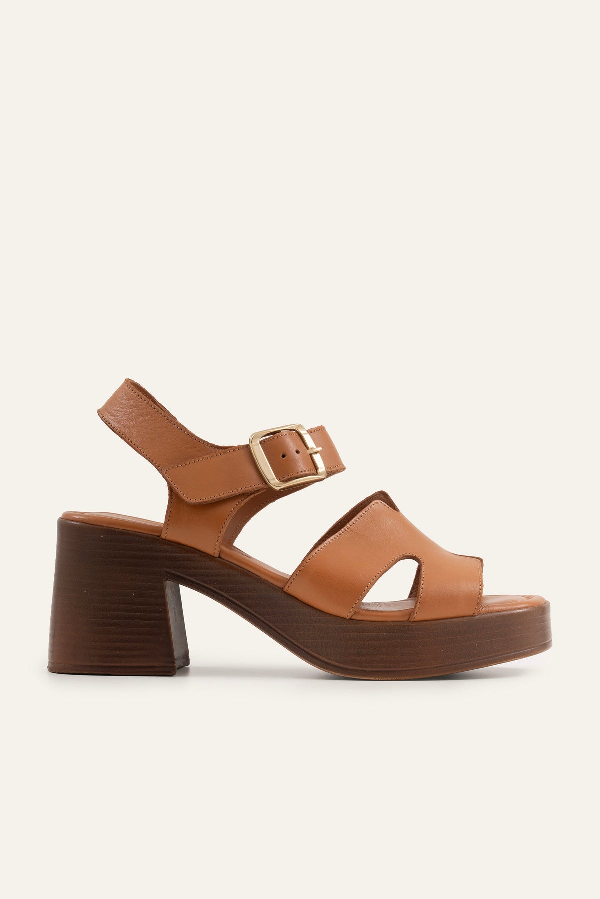 Modena Genuine Leather Women Platform Heel Sandals Tan - view 1