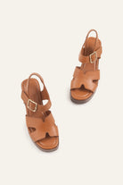 Modena Genuine Leather Women Platform Heel Sandals Tan - view 4