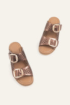 Mykonos Genuine Leather Women Flat Slides Bronze - view 4