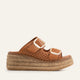 Naxos Genuine Leather Women Espadrille Slides Tan