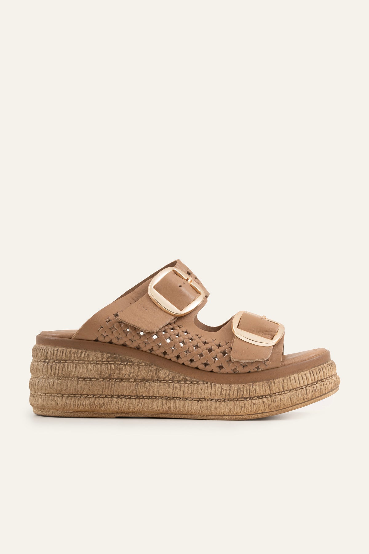 Naxos Genuine Leather Women Espadrille Slides Taupe - view 1
