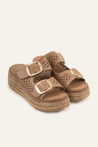 Naxos Genuine Leather Women Espadrille Slides Taupe - view 2