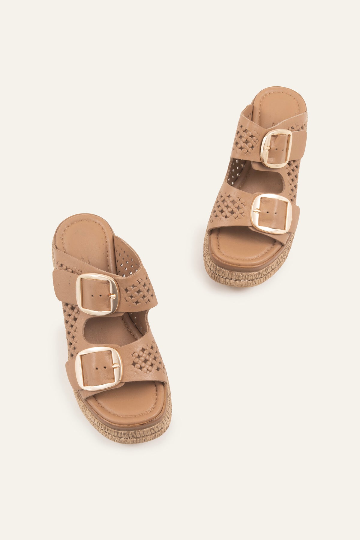 Naxos Genuine Leather Women Espadrille Slides Taupe - view 4